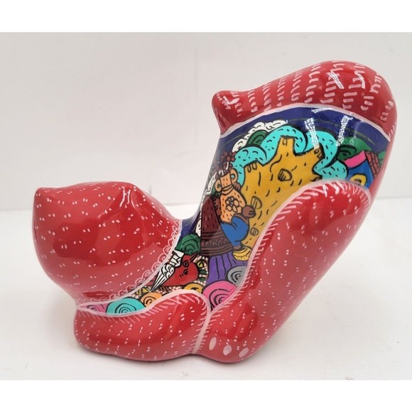 Tonala Mexican Pottery Purring Cat  Maracas Peasant Woman  Figurine Folkart - Picture 8 of 15